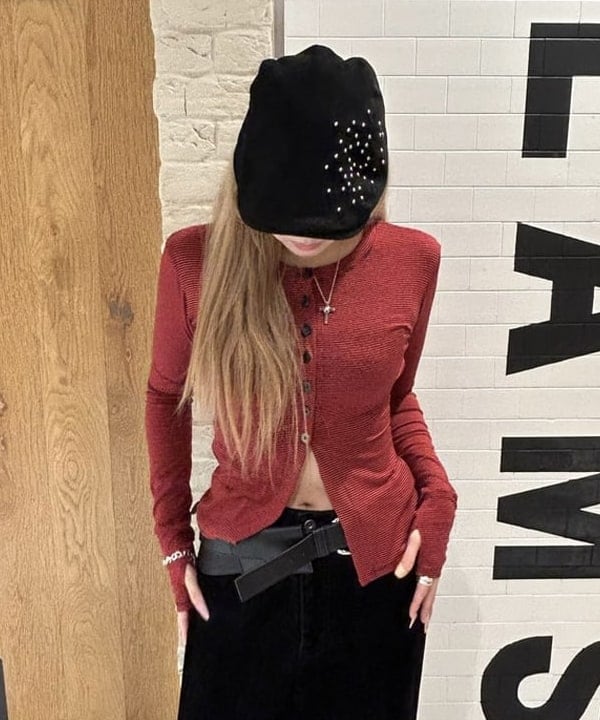 桃羽さんの「BEAMS WOMEN｜フロッキー デニム ワイドパンツ」を使ったコーディネート