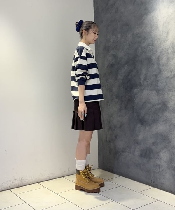 湯谷 あすかさんの「BEAMS WOMEN｜【別注】Champion / ラグビー Tシャツ」を使ったコーディネート