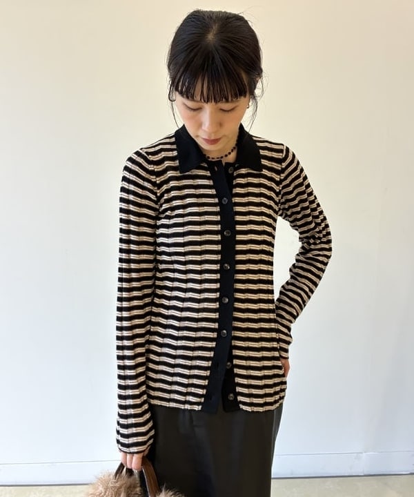 SAKAIさんの「BEAMS WOMEN｜【別注】BATONER &times; Demi-Luxe BEAMS / ポロ ボーダー カーディガン」を使ったコーディネート
