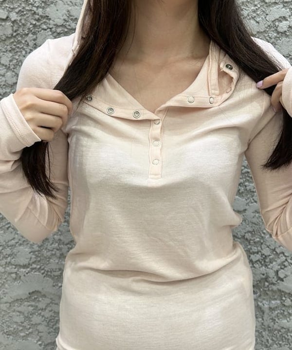 ハルカさんの「BEAMS WOMEN｜リブ ヘンリーネック フーディー」を使ったコーディネート