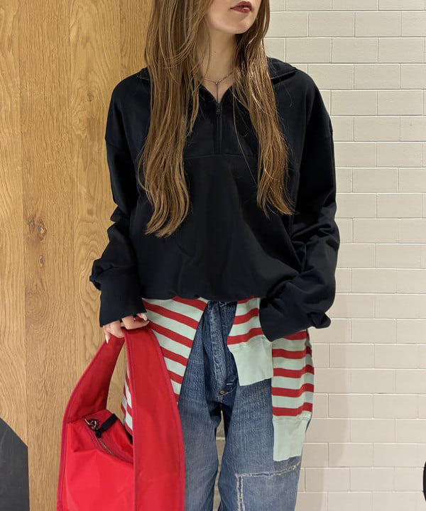 CHIHIROさんの「BEAMS WOMEN｜ハーフジップ 裏毛 プルオーバー」を使ったコーディネート