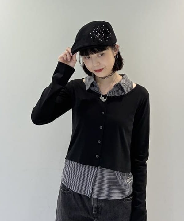 りかちょび/岸本梨佳さんの「BEAMS WOMEN｜スタッズ フェイクスエード ハンチング」を使ったコーディネート