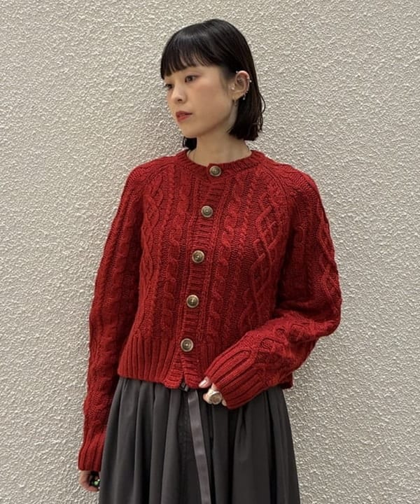 りかちょび/岸本梨佳さんの「カラーネップ アラン カーディガン」を使ったコーディネート