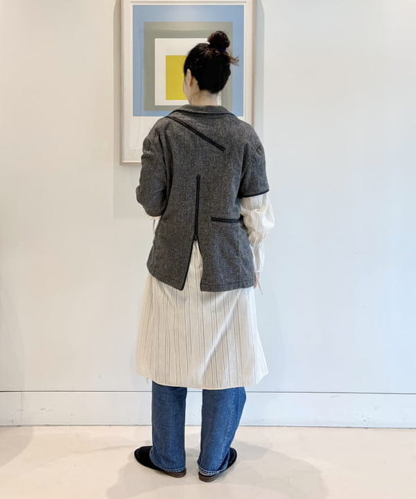 おのすさんの「BEAMS WOMEN｜ドビー ストライプ ワンピース」を使ったコーディネート