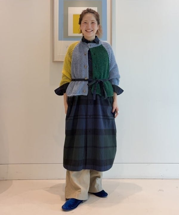 エノモト アミさんの「BEAMS WOMEN｜ビッグ チェック ワンピース」を使ったコーディネート