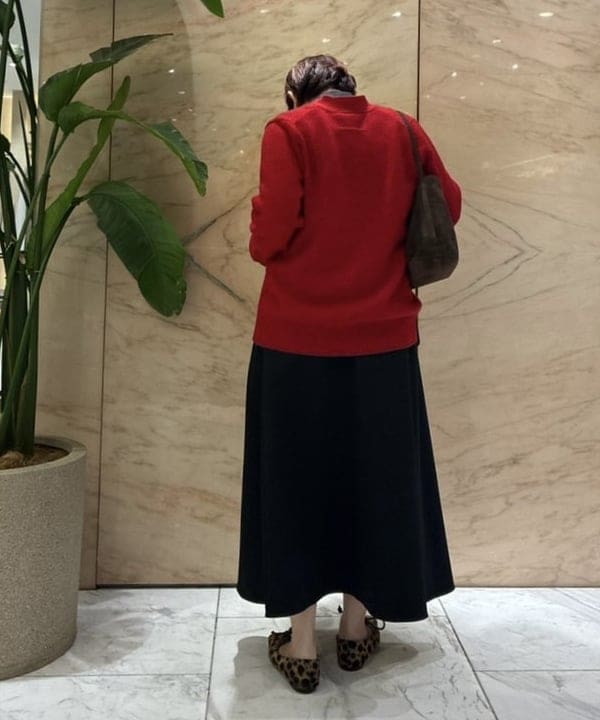塚越 有紀さんの「BEAMS WOMEN｜【別注】SLOANE &times; Demi-Luxe BEAMS / 5ゲージ ジーロンラム Vネック カーディガン」を使ったコーディネート