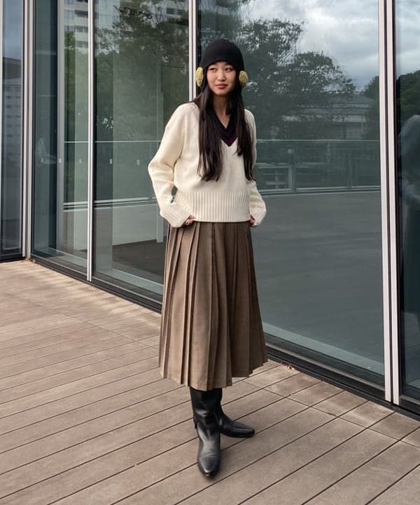 ayaさんの「BEAMS WOMEN｜チェック プリーツ ミディ スカート」を使ったコーディネート