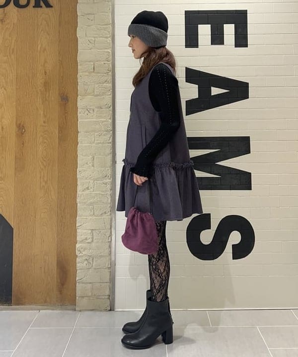 チナさんの「BEAMS WOMEN｜ツイード ZIP ノースリーブ ミニ ワンピース」を使ったコーディネート