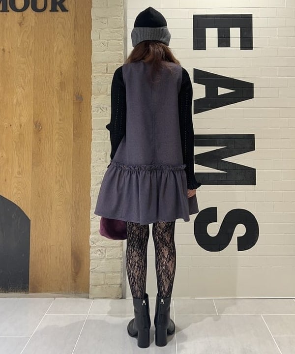 チナさんの「BEAMS WOMEN｜ツイード ZIP ノースリーブ ミニ ワンピース」を使ったコーディネート