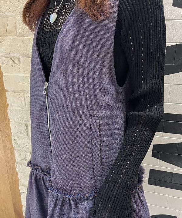 チナさんの「BEAMS WOMEN｜ツイード ZIP ノースリーブ ミニ ワンピース」を使ったコーディネート