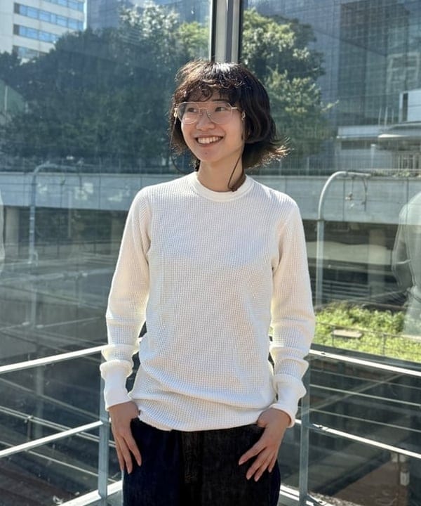 みりさんの「コットン サーマル クルーネック ロングスリーブ Tシャツ」を使ったコーディネート