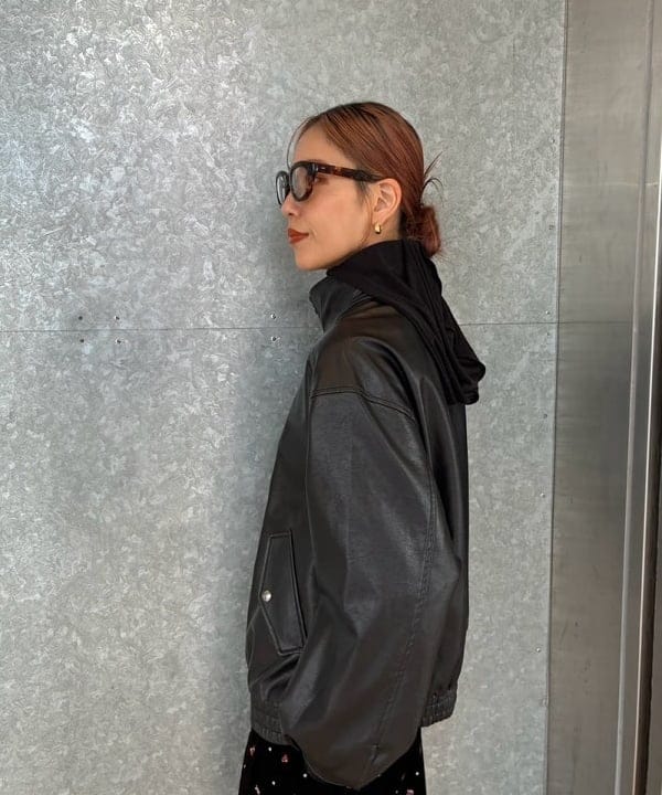 れいなさんの「BEAMS WOMEN｜フェイクレザー ライダース ジャケット」を使ったコーディネート