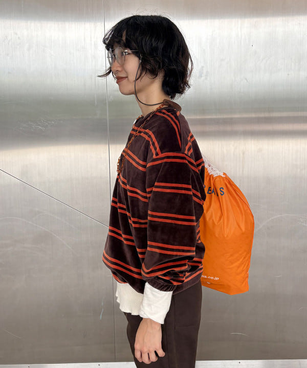 みりさんの「【別注】Healthknit / ボーダー ベロア ヘンリーネック」を使ったコーディネート