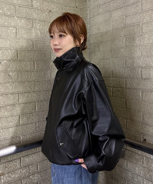 まゆちゃんさんの「BEAMS WOMEN｜フェイクレザー ライダース ジャケット」を使ったコーディネート