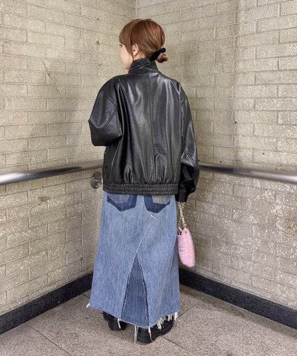 まゆちゃんさんの「BEAMS WOMEN｜フェイクレザー ライダース ジャケット」を使ったコーディネート