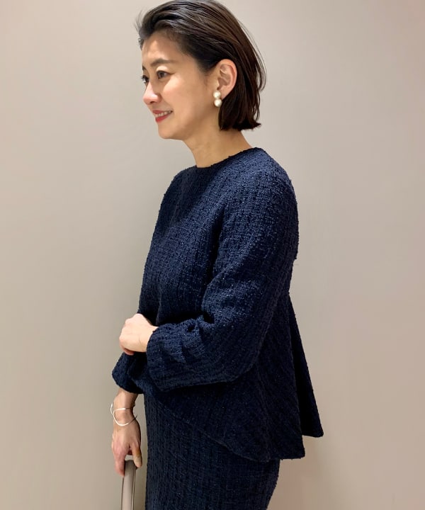 桑原 ふみさんの「BEAMS WOMEN｜Demi-Luxe BEAMS / ダブルパール イヤリング」を使ったコーディネート