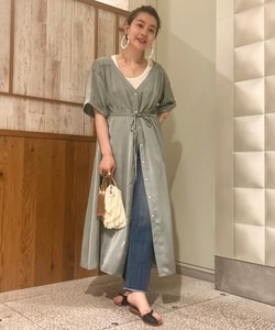 Beams Lights ビームス ライツ アウトレット Beams Lights サテン 釦ドロスト Vネック ワンピース ワンピース ワンピース 通販 Beams