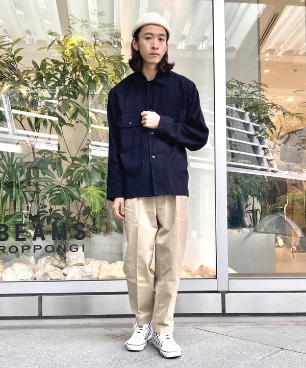 21AW COMOLI カシミヤ和紙ワークシャツ navy サイズ2