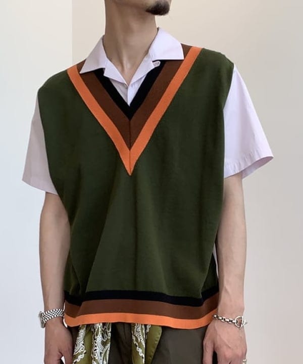 TTT_MSW 21ss Knit Vest Docking Shirt