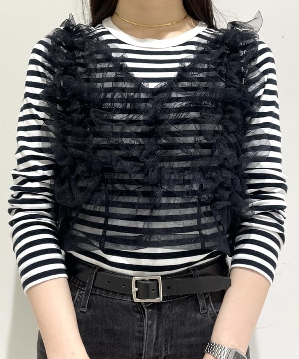 Mizuki.Mさんの「BEAMS WOMEN｜BEAMS BOY / フライス 1cm ボーダー」を使ったコーディネート