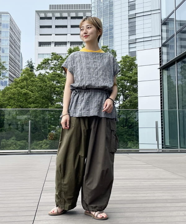 ビームスボーイBEAMS BOY コットンレース総柄ショールカラー
