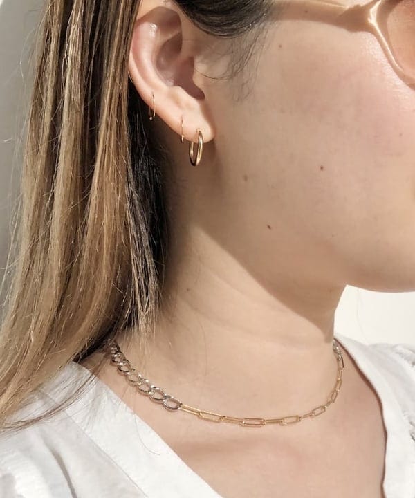 pinさんの「BEAMS WOMEN｜Ray BEAMS / K18 フープピアス 10mm」を使ったコーディネート