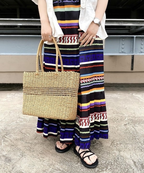 吉野 多恵さんの「BEAMS WOMEN｜【別注】Healthknit / ワッフル ボーダー Tシャツ」を使ったコーディネート