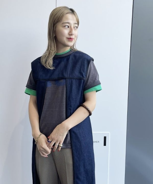 ハルカワエさんの「BEAMS WOMEN｜【別注】Healthknit / ワッフル ボーダー Tシャツ」を使ったコーディネート