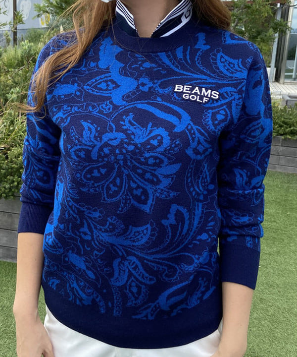 【美品】 BEAMS GOLF ジャケット 総柄 ペイズリー ネイビー BY44 美品】 BEAMS GOLF ジャケット 総柄 ペイズリー ネイビー BY44 BEAMS