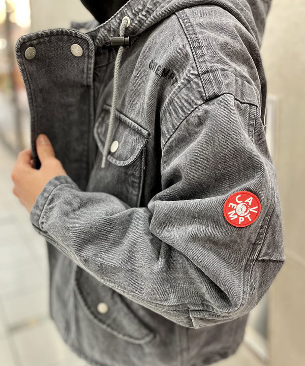 CAVEMPT BLACK DENIM ZIP PARKA サイズM C.E シーイー ジップパーカー