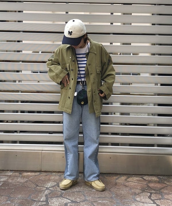 朱華さんの「BEAMS WOMEN｜ナバルボーダー ビッグ ボートネック カットソー」を使ったコーディネート