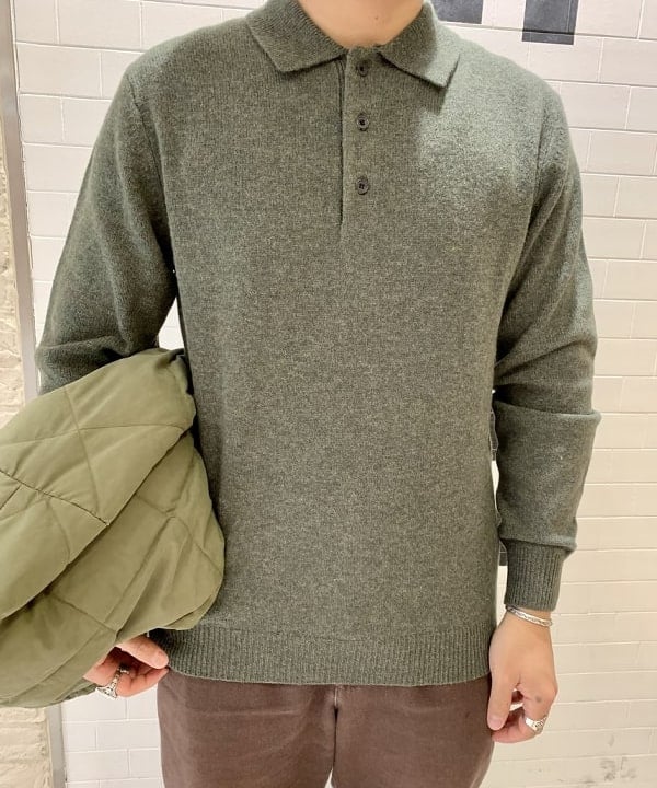 戸次 裕星さんの「BEAMS WOMEN｜BEAMS PLUS / 9ゲージ ニット ポロ」を使ったコーディネート