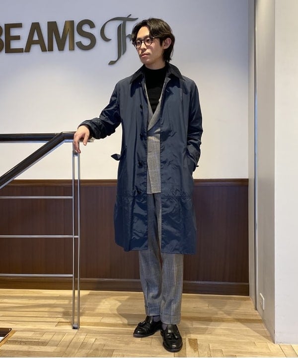 Barbour × BEAMS F / 別注 SINGLE BREASTEDステンカラーコート