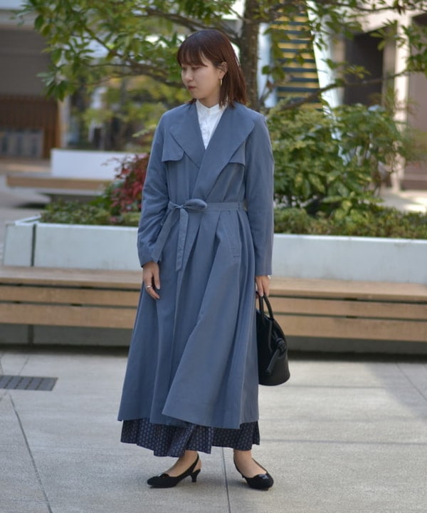 【美品】グレースクラス　トリアセリネンドット柄トレンチコート　36 ネイビー モーターサイクルコート | 迷彩デニム - 倉敷美観地区デニムショップ