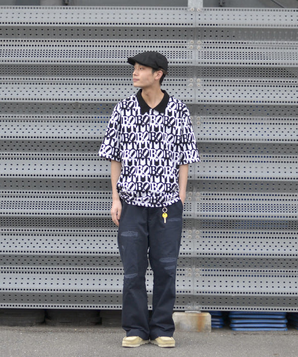 HOT在庫 専用 BOTT Square Logo Jacquard Polo BLACK CdgFT