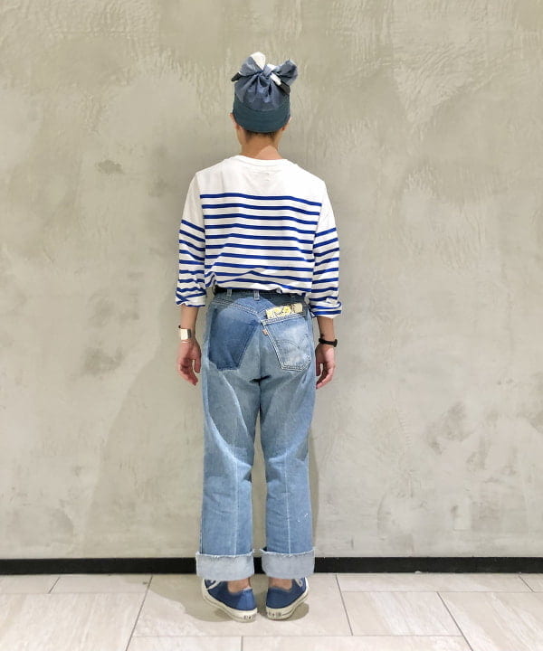 土田 達也さんの「BEAMS WOMEN｜ナバルボーダー ビッグ ボートネック カットソー」を使ったコーディネート