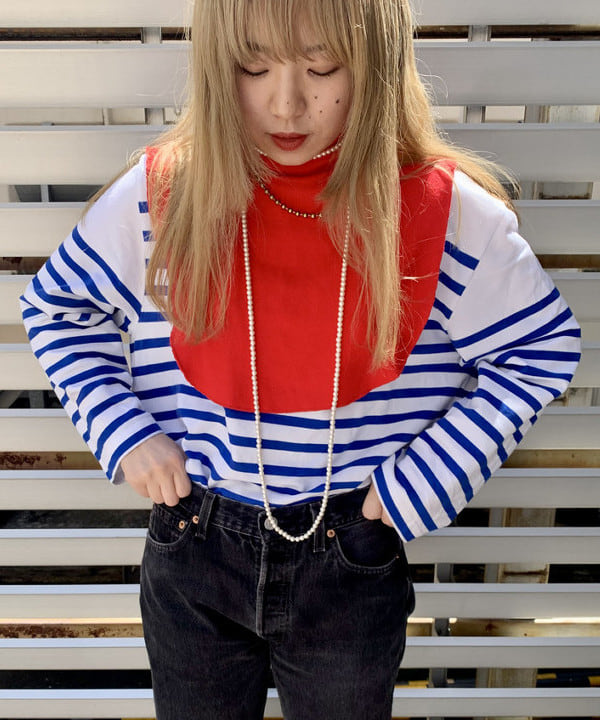 ナツハさんの「BEAMS WOMEN｜ナバルボーダー ビッグ ボートネック カットソー」を使ったコーディネート
