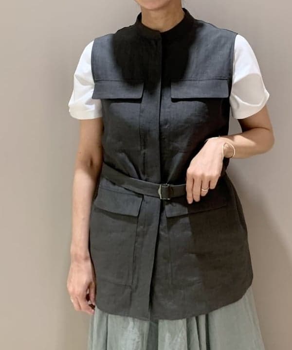 桑原 ふみさんの「BEAMS WOMEN｜ATON / スビン キャップスリーブ Tシャツ」を使ったコーディネート