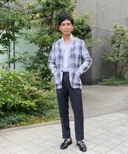 BEAMS F（ビームスF）LARDINI × BEAMS F / 別注 AMAJ リネン チェック 