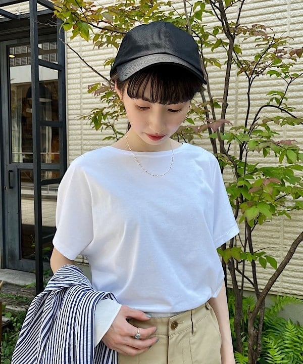 shibataさんの「BEAMS WOMEN｜ATON / スビン キャップスリーブ Tシャツ」を使ったコーディネート