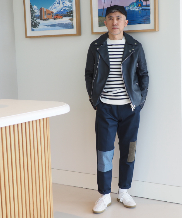 ビームス別注 James Grose ライダースジャケット ネイビー ジェームス