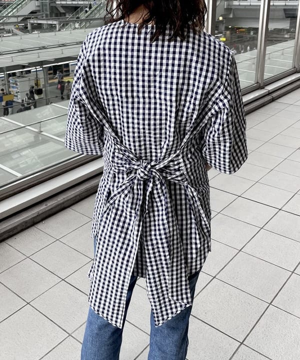 蒲原 捺美さんの「BEAMS WOMEN｜Demi-Luxe BEAMS / ギンガムチェック フロントリボン ブラウス」を使ったコーディネート