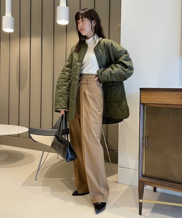 pinさんの「BEAMS WOMEN｜キルティング ノーカラー ブルゾン」を使ったコーディネート