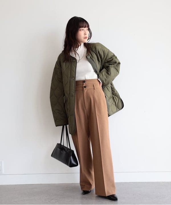 pinさんの「BEAMS WOMEN｜キルティング ノーカラー ブルゾン」を使ったコーディネート