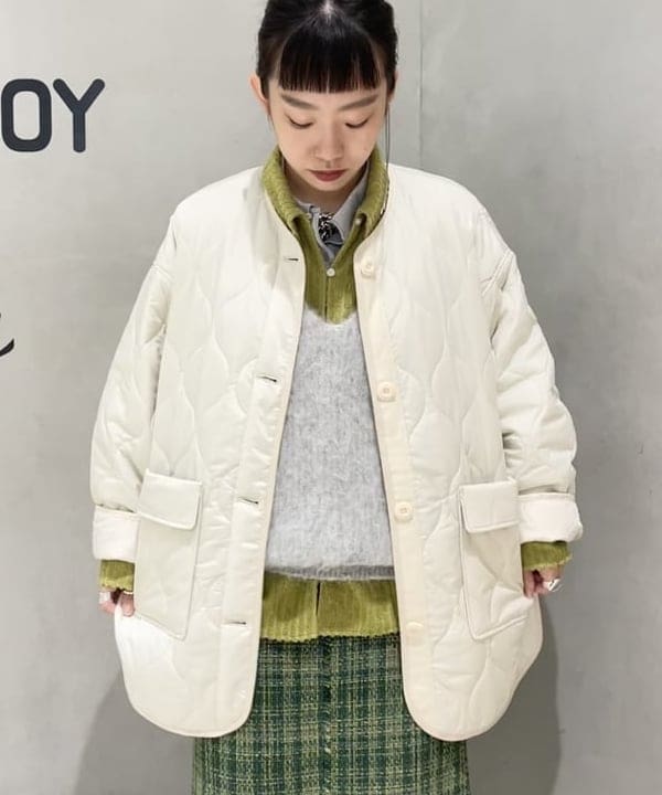 ハルキ　モモナさんの「BEAMS WOMEN｜キルティング ノーカラー ブルゾン」を使ったコーディネート