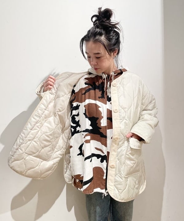 溝口　慶さんの「BEAMS WOMEN｜キルティング ノーカラー ブルゾン」を使ったコーディネート