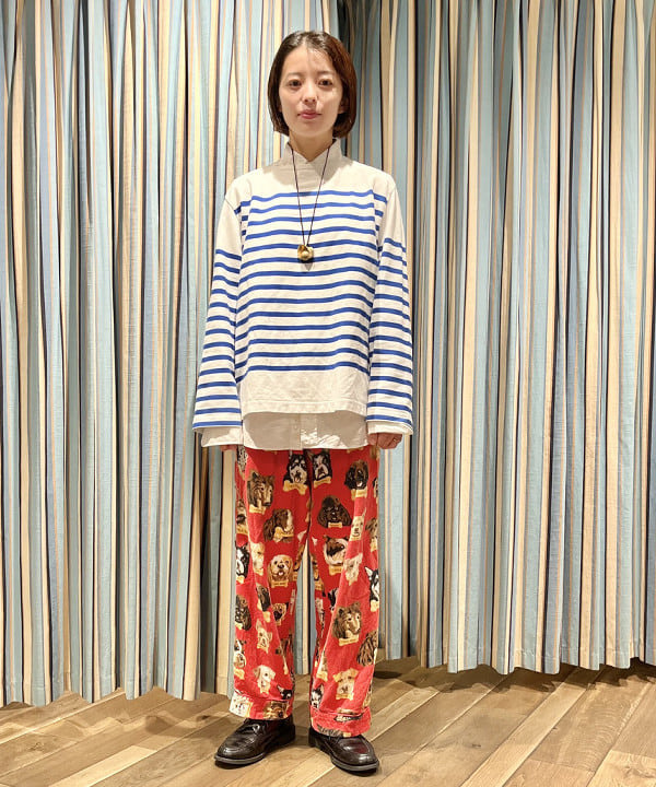 サワイさんの「BEAMS WOMEN｜ナバルボーダー ビッグ ボートネック カットソー」を使ったコーディネート