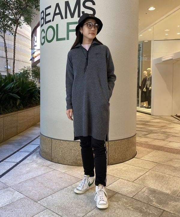 BEAMS GOLF ORANGE LABEL ハーフジップ ニット ワンピース-