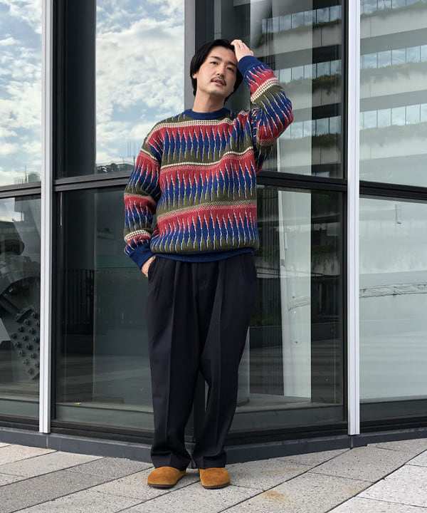 BEAMS / 5G ジャガード イージー クルーネック ニット