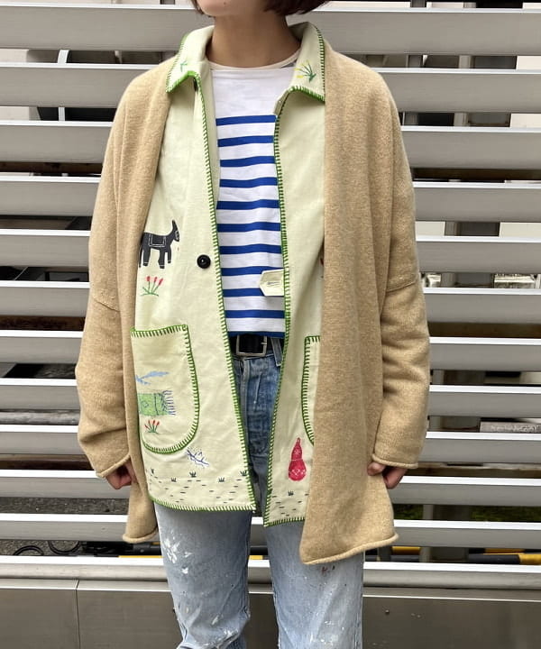 サワイさんの「BEAMS WOMEN｜ナバルボーダー ビッグ ボートネック カットソー」を使ったコーディネート